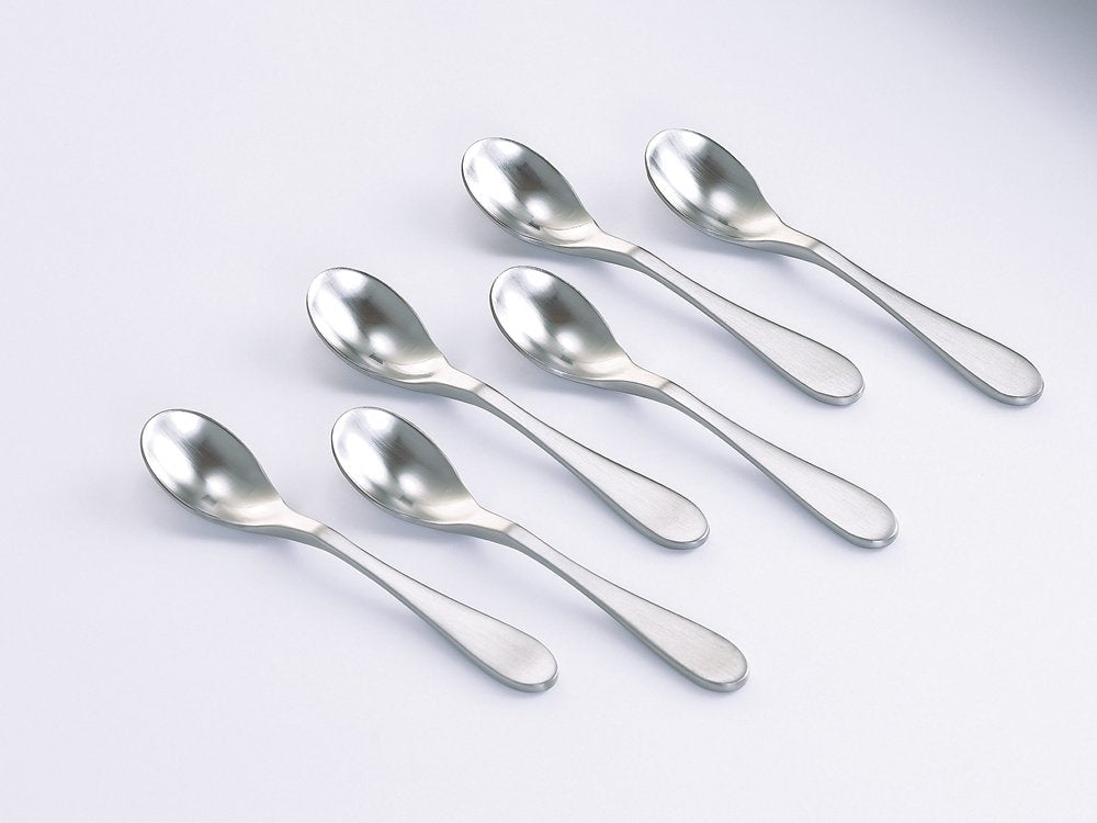 Knork Stainless Steel Demitasse Spoon (Set Of 6), Matte Silver, Tiny Coffee-Appetizer Specialty Spoons, Specialty Demitasse