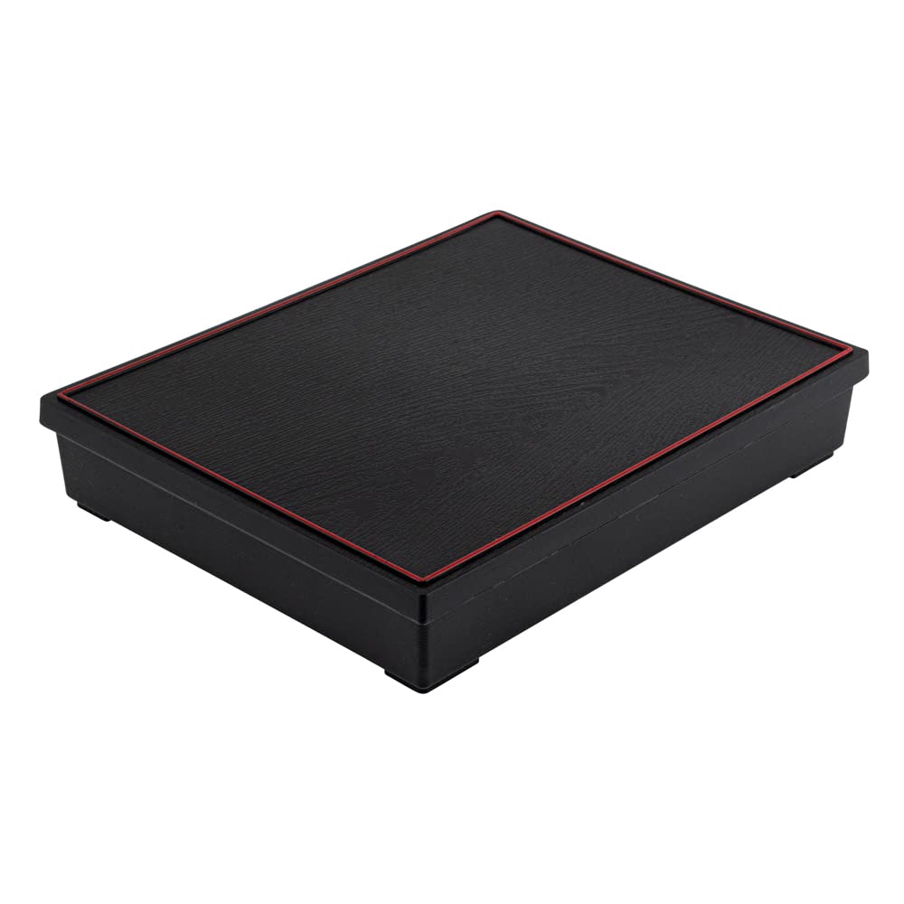 Restaurantware Bento Tek Rectangle Black & Red Large Japanese Style Bento Box - 6 Compartments, With Bowl - 12 1/4'' X 9 3/4'' X