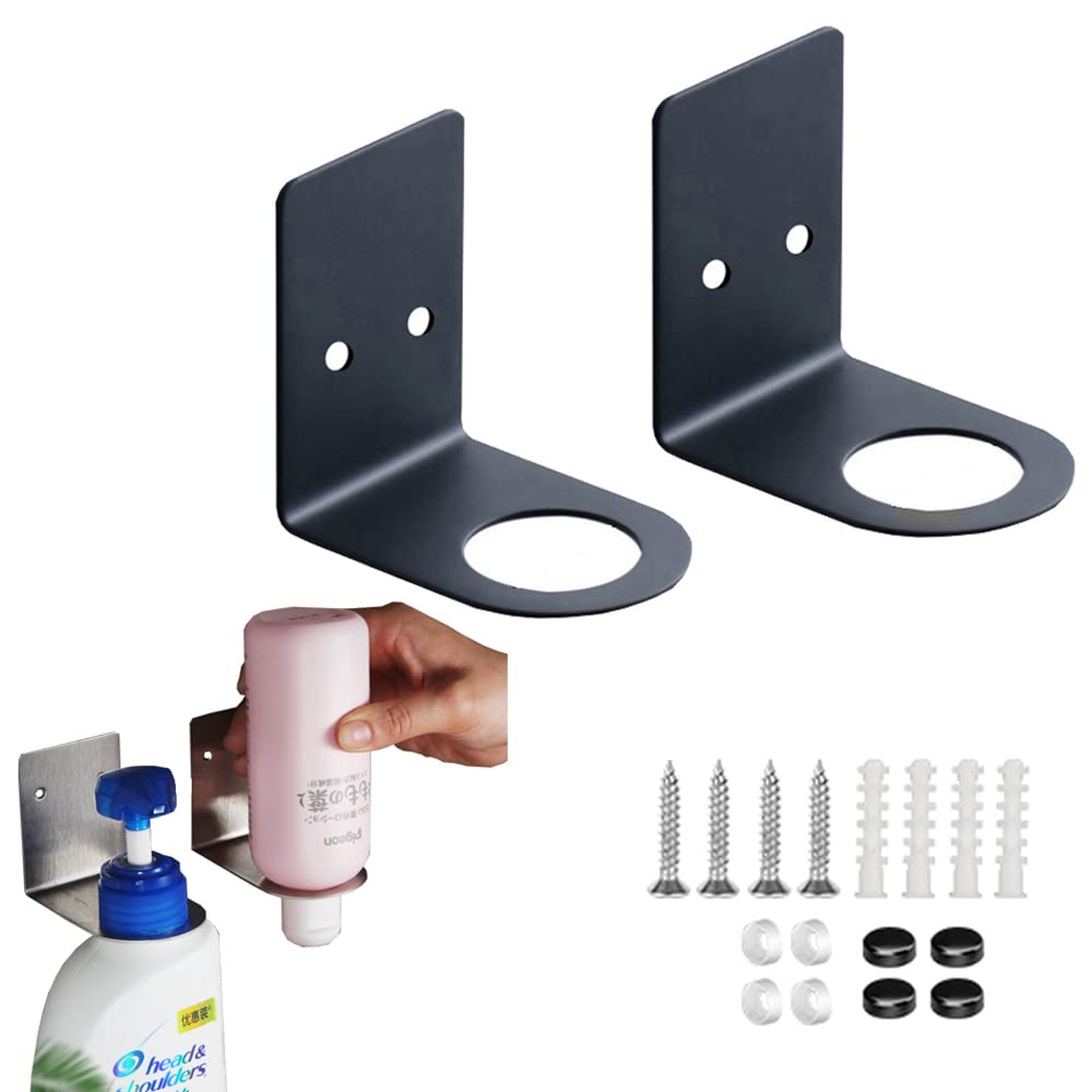 Bijun Soap Bottle Dispenser Holder,Wall Mounted Pump Hand Stand Hanging Jar Hanger Rack Shampoo Standing Shelf Storage Holder Lo