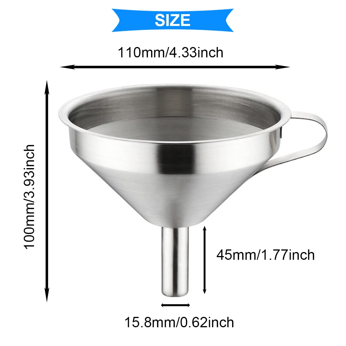 Dkardu 304 Stainless Steel Funnel Resin Filter For Resin 3D Printer, Transferring Liquids, Oil, With Removal Stainless Steel Str