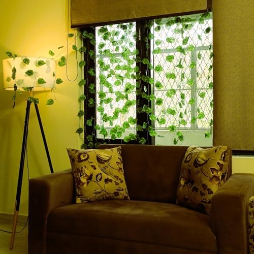 Akaar Polyester Artificial Plants Leaves Money Plant Greenery Hanging Vine Creeper Home Decor Door Wall Balcony Decoration Party