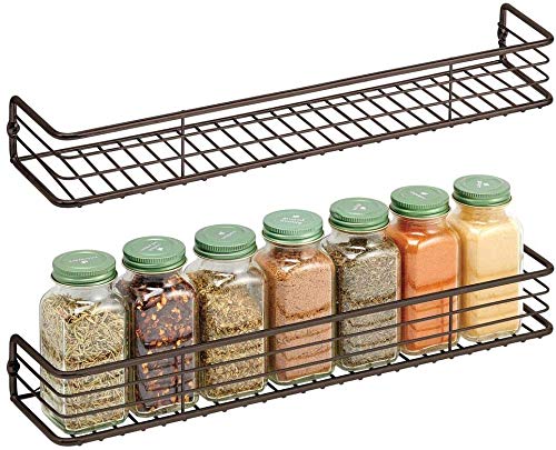 Indian Decor. Alloy Steel Wire Farmhouse Wall Mount Spice Rack Set, 16.2 X 3.25 X 2.1 , Black