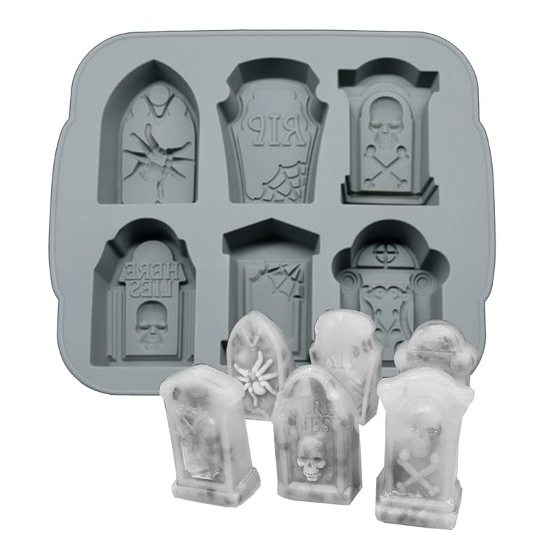 Silicone Ice Cube Trays Halloween Rip Gravestone Mold For Ice, Candy, Cake, Soap