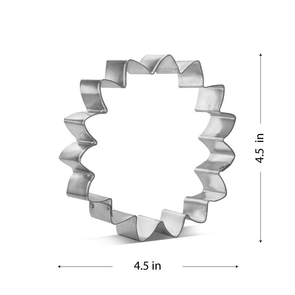 CookieCutter.com Large Sunflower Cookie Cutter, 4.5 Inch, Tin Plated Steel, Silver, Model B1247