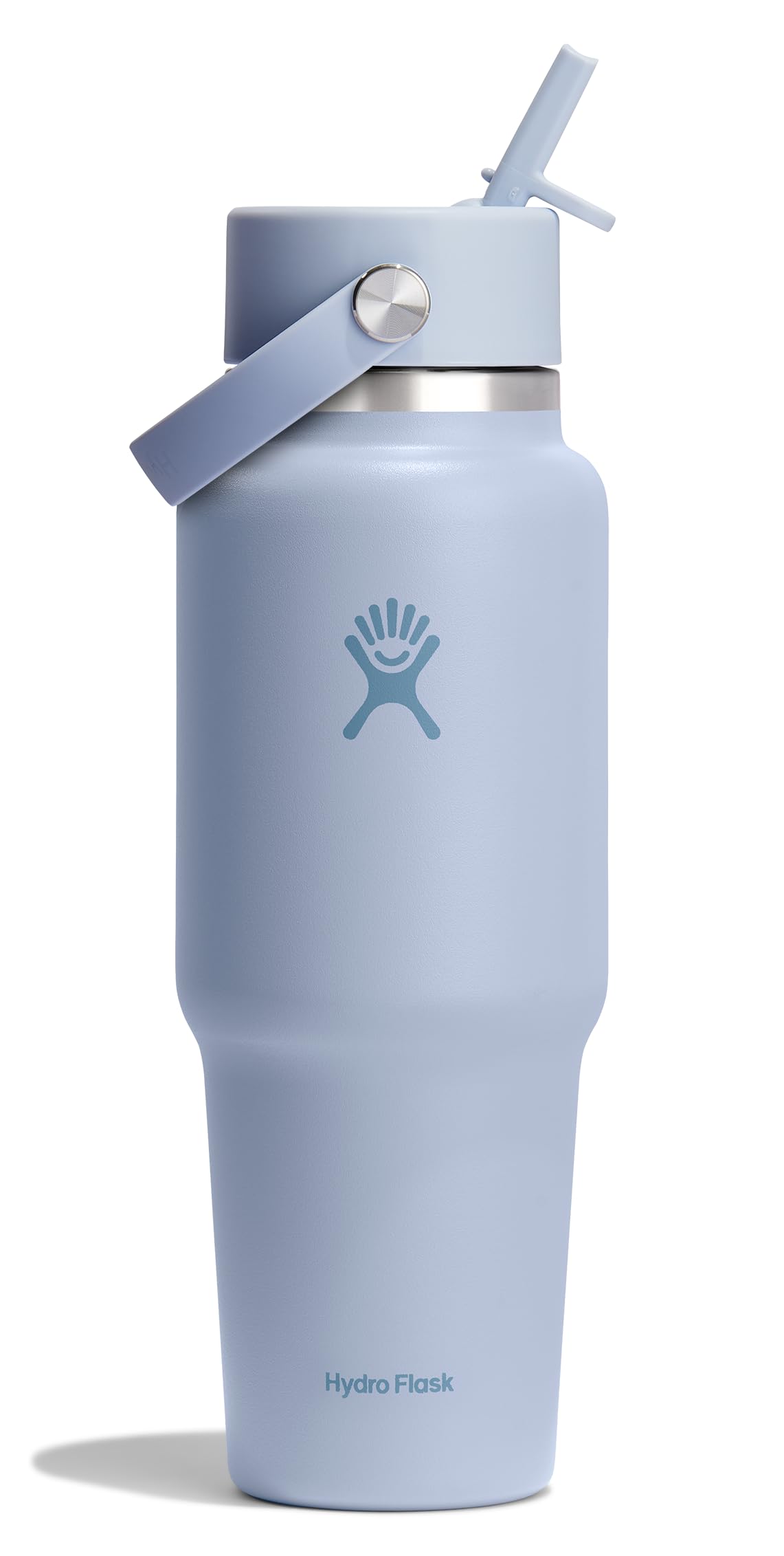 Hydro Flask Travel Water Bottle - Insulated Stainless Steel - Wide Straw Lid, Non Spill, Leakproof in 32 Oz Surf Blue