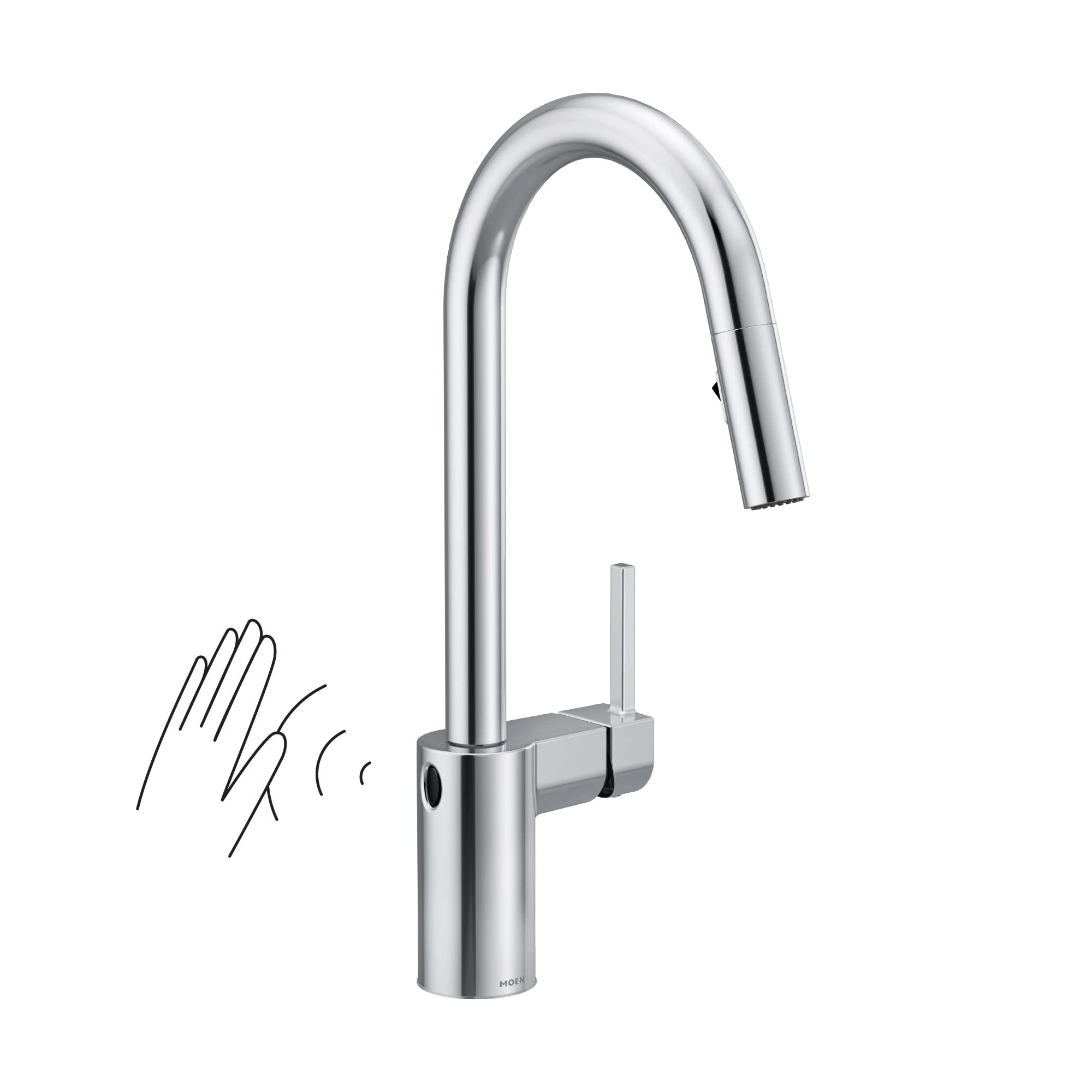 Moen 7565Ewc Align Motionsense Wave One-Sensor Touchless One-Handle High Arc Modern Pulldown Kitchen Faucet With Reflex, Chrome