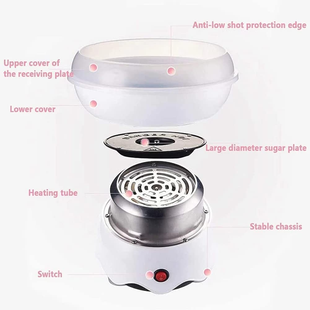 FUNTELL Mini Cotton Candy Machine BX-A400, White, Includes Sugar Scoop & Sticks for Parties & Home Use