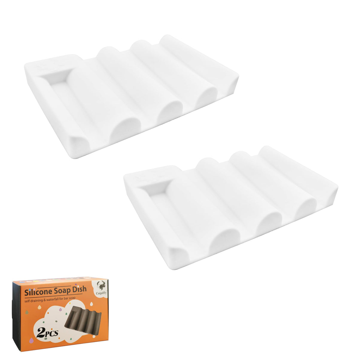 Silicone Soap Dish With Wave Design, Non-Slip, Quick-Drying, Perfect For Bathroom, Kitchen, And Sink Areas (2, White1)