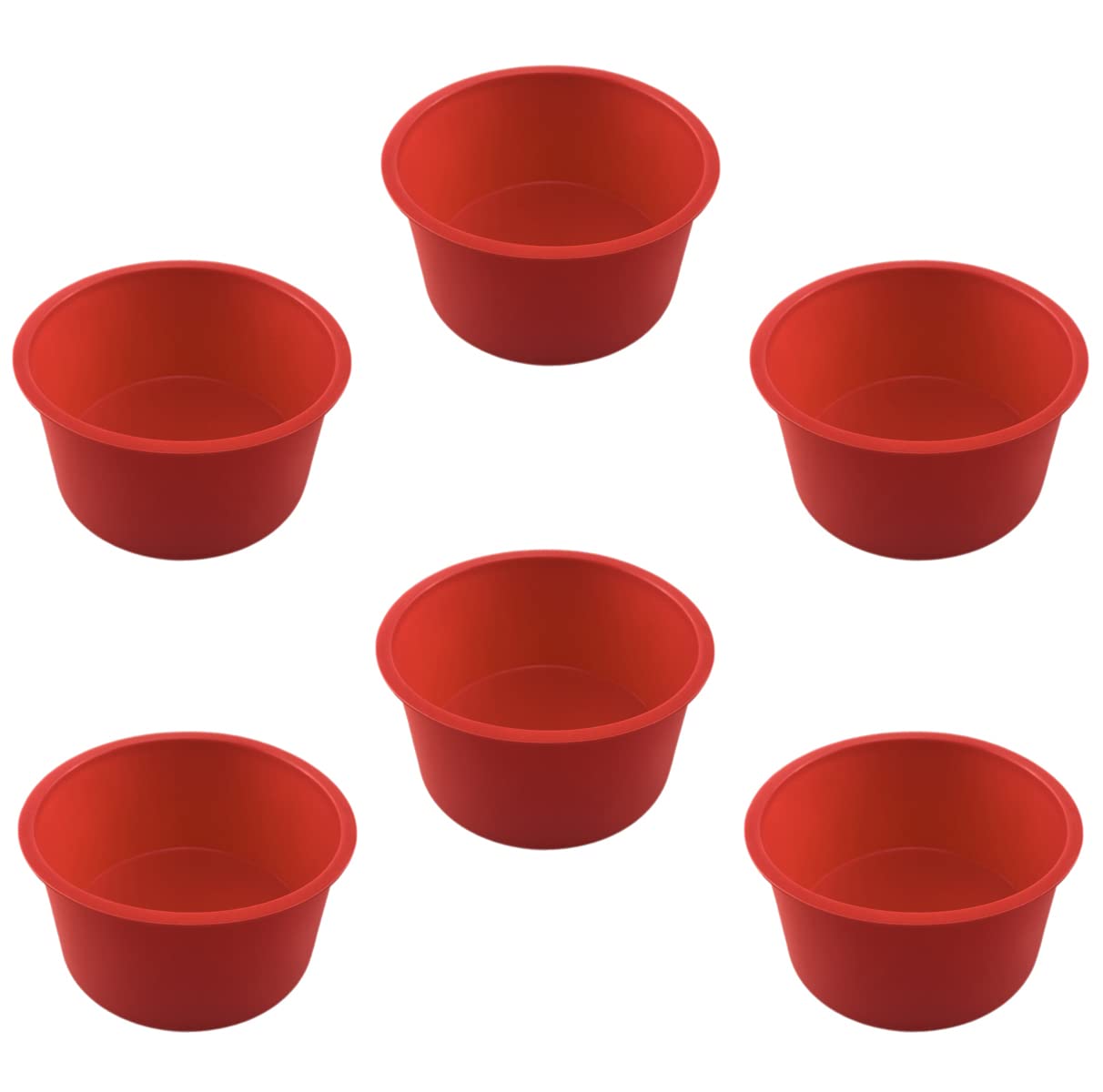 6Pcs 4 Inch Silicone Cake Pan For Baking, Round Cake Molds Baking Pan Non-Stick Quick Release Suitable For Cheesecake Chocolate