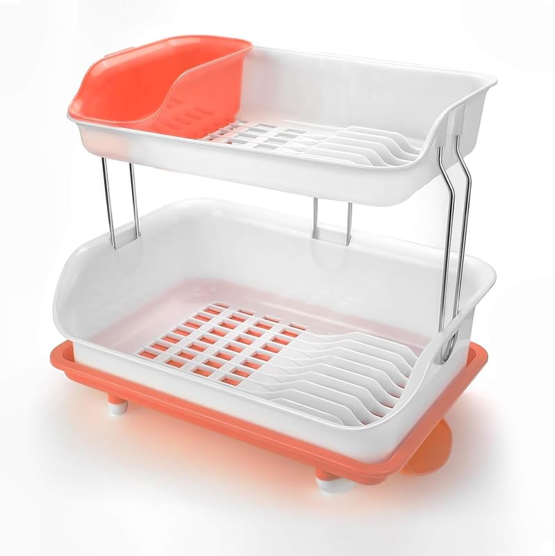 Mabron 2 Layer Dish Drainer Rack Basket  Kitchen Dish Drainer Rack  Cutlery Dish Plate Fruits And Vegetable Drying Drainer & S