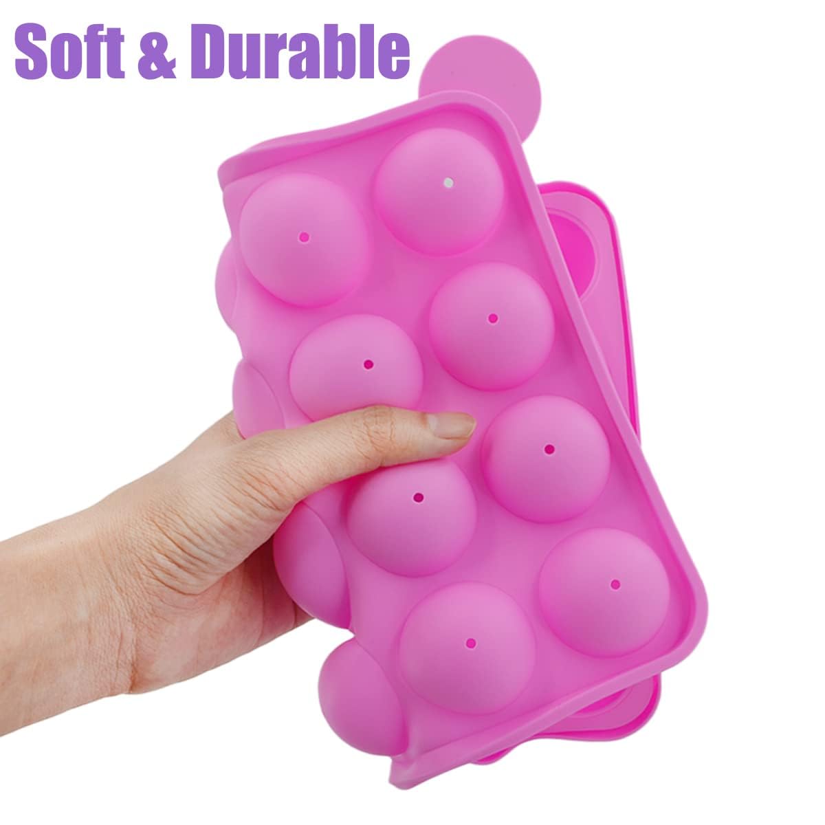 Silicone Cake Pop Mold + 120 Sticks, Easter Bpa Free Baking Mold For Candy Chocolate Lollipop Dessert Cupcake Cooker - Pink