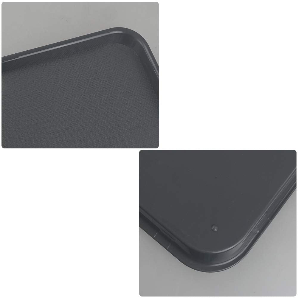 Xowine 4-Pack Plastic Fast Food Tray, Serving Tray, Gray