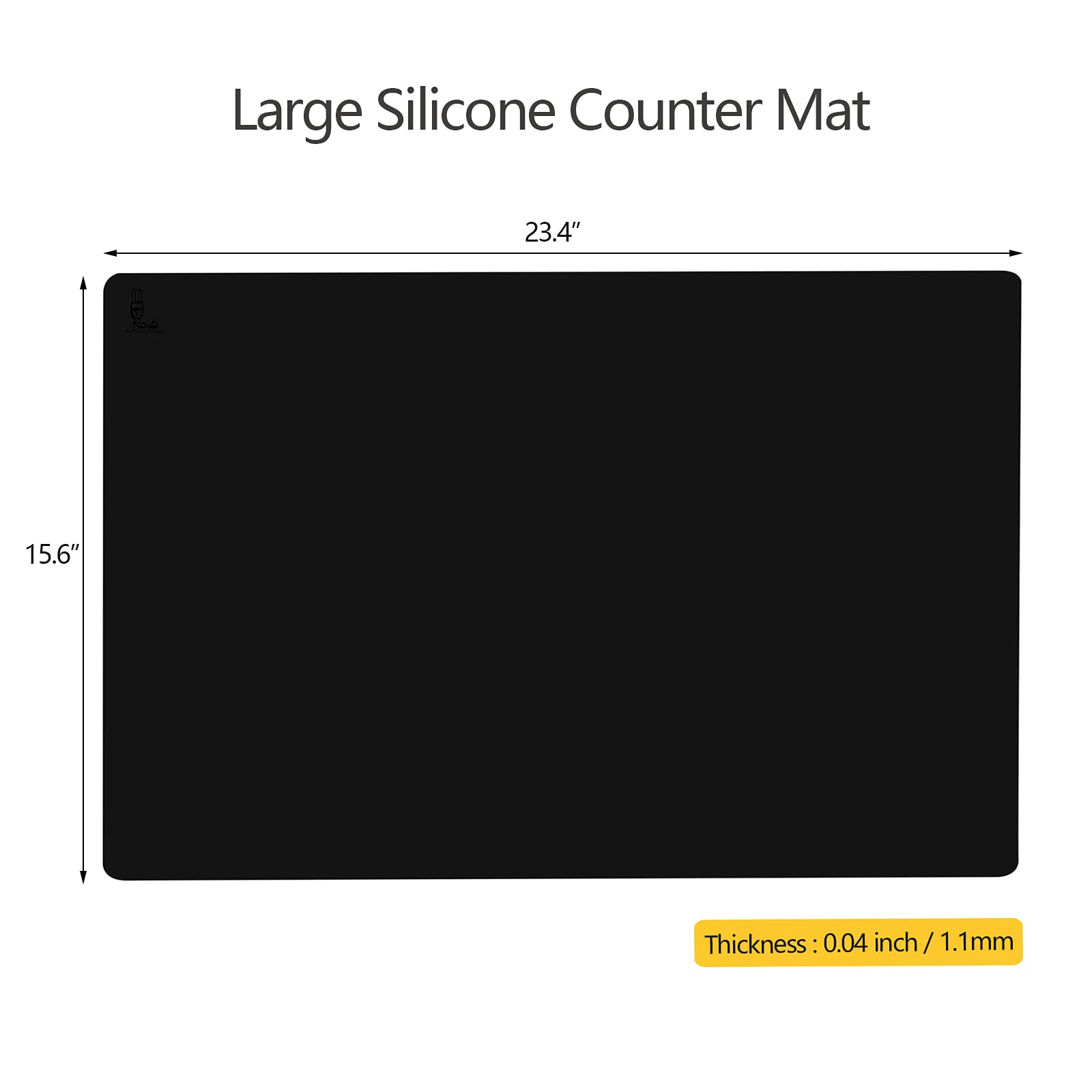 Folksy Super Kitchen Thick Silicone Counter Mat, Heat Resistant, 23.4"x15.6", Black, Model: silicone mat 01