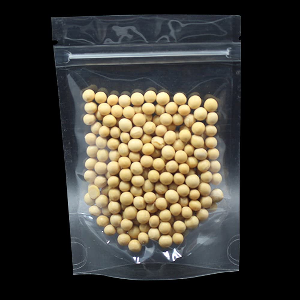 Pabck 100 Pack (Outside Size 4.3X7.1 Inch)(Inside Size 3.86X4.53 Inch) Clear Resealable Stand Up Bags Heat Seal Zipper Lock Stor