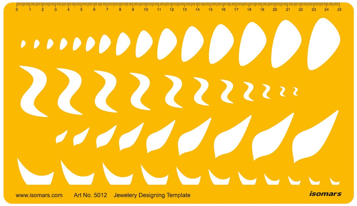 Isomars Jewellery Design Template Stencil  Organic Stone Shapes For Drawing, Drafting & Jewelry Sketching