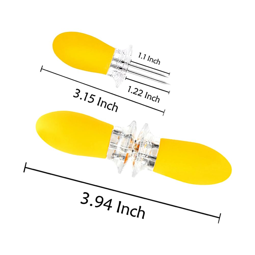 16Pcs/8 Pairs Yellow Corn Holders,Peouwnes Stainless Steel Corn Cob Holders Corn On The Cob Skewers, Corn On The Grill, Interloc