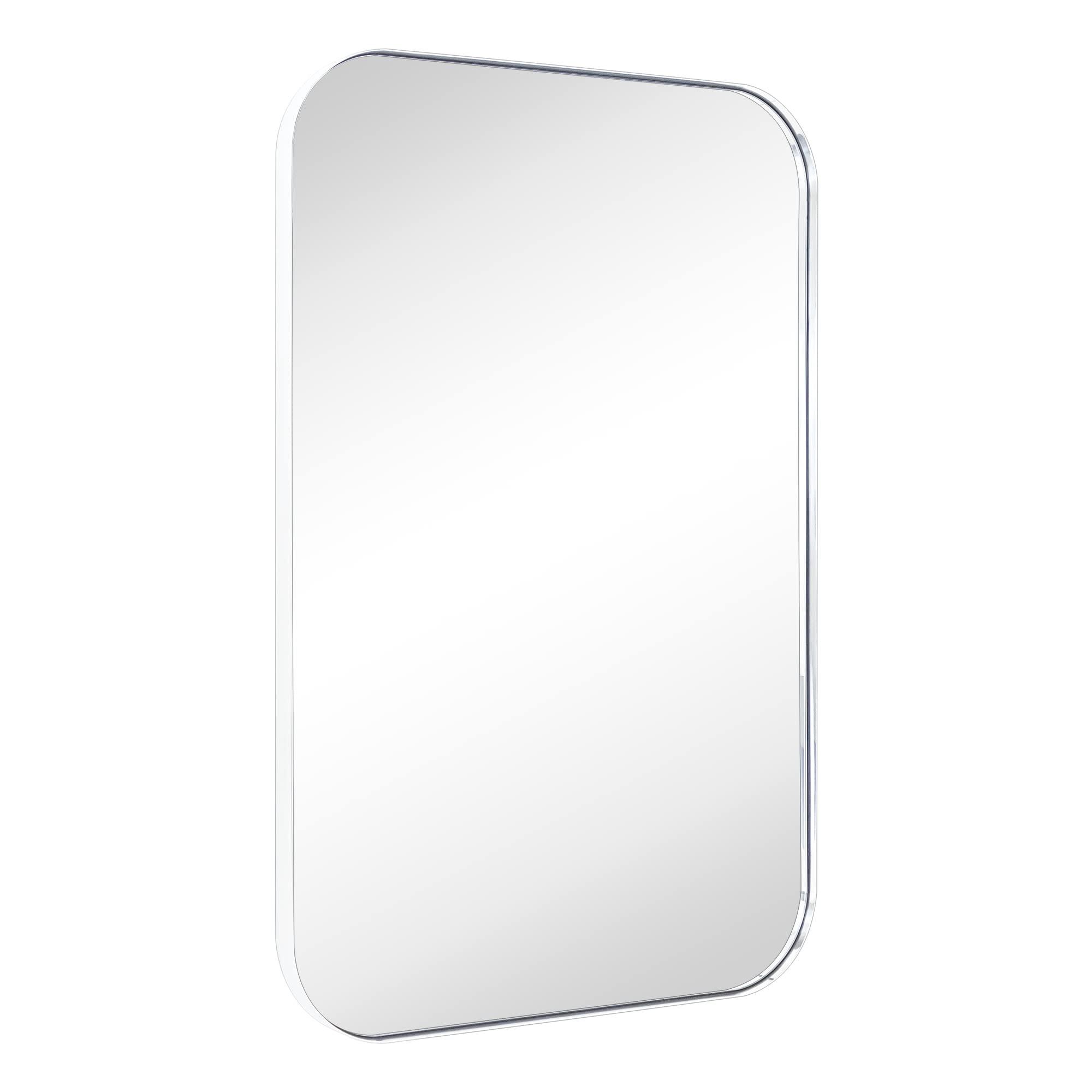 EGHOME 24x36   Chrome Rounded Rectangle Bathroom Vanity Wall Mirror Polished Nickel Stainless Steel Metal Framed Rectangular B