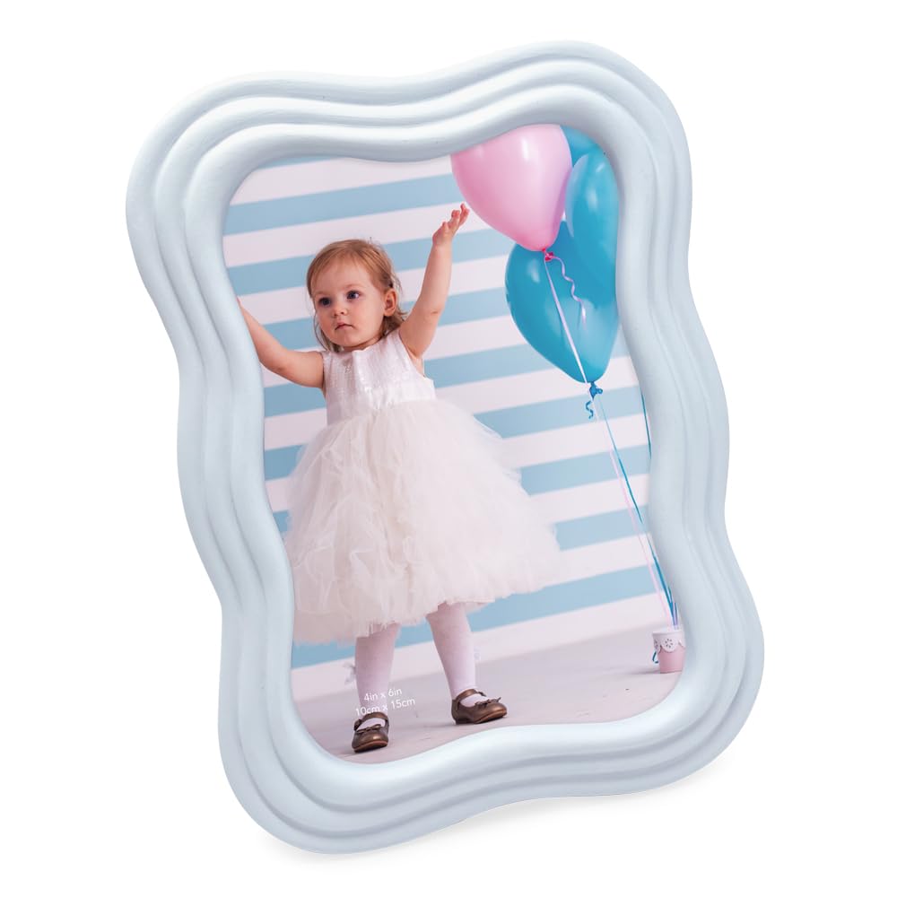 Isaac Jacobs 4x6 Matte Ligh Blue Curved Deco Frame for Tabletop and Wall Display, Decorative Art, Design, Home D  cor, Gift (4x6