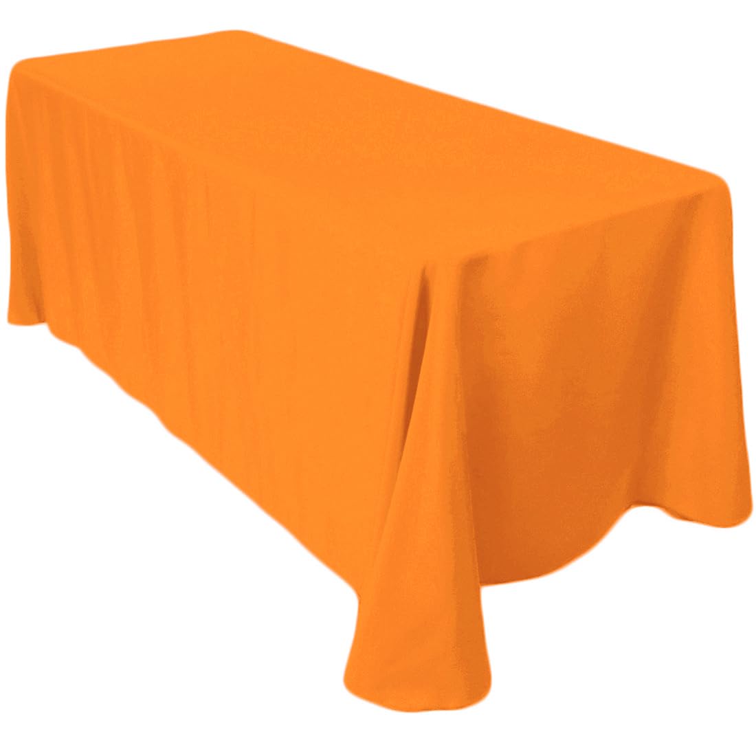Ltc Linens Rectangular Tablecloth Orange - 90 X 156 Inch Rectangle Tablecloth With Rounded Corners, Extra Large Tablecloth For 8