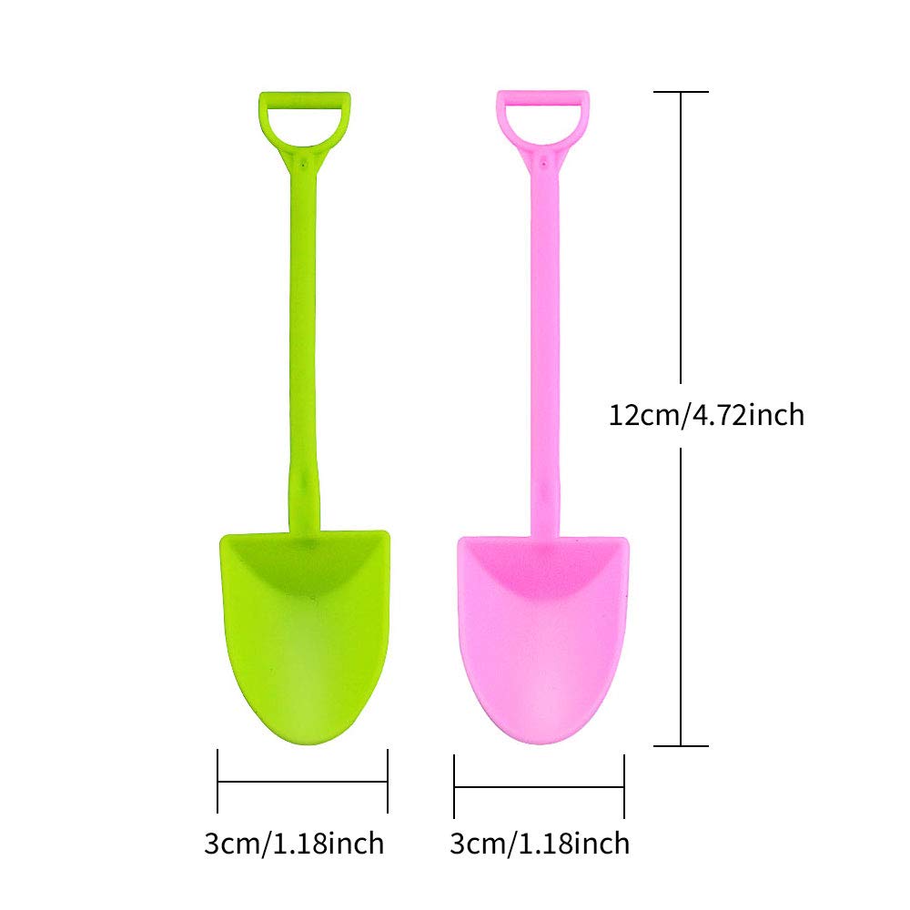 Newbested 100 Pcs Colorful Mini Shovel Shape Spoons,Disposable Plastic Ice Cream Dessert Pudding Yogurt Sugar Shovel Spoon(4.8 I