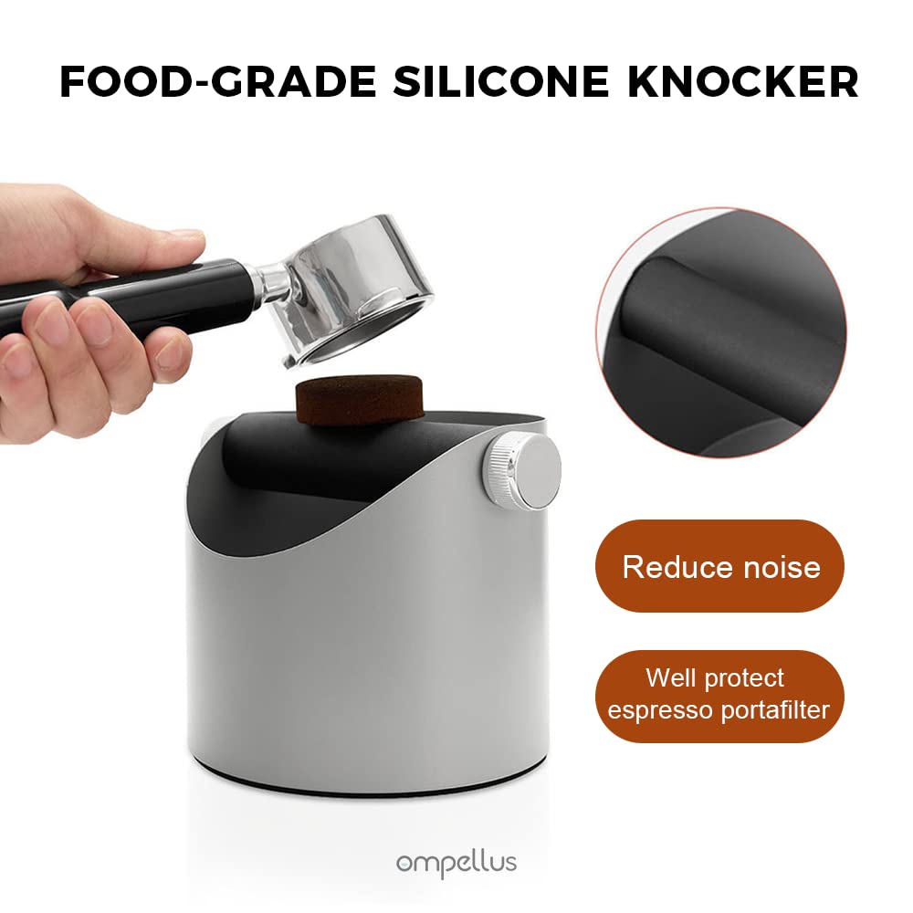 Ompellus Espresso Knock Box, Large Capacity & Non-Slip Base Coffee Knock Box, Barista Tools, Espresso Machine Accessories (Gray-