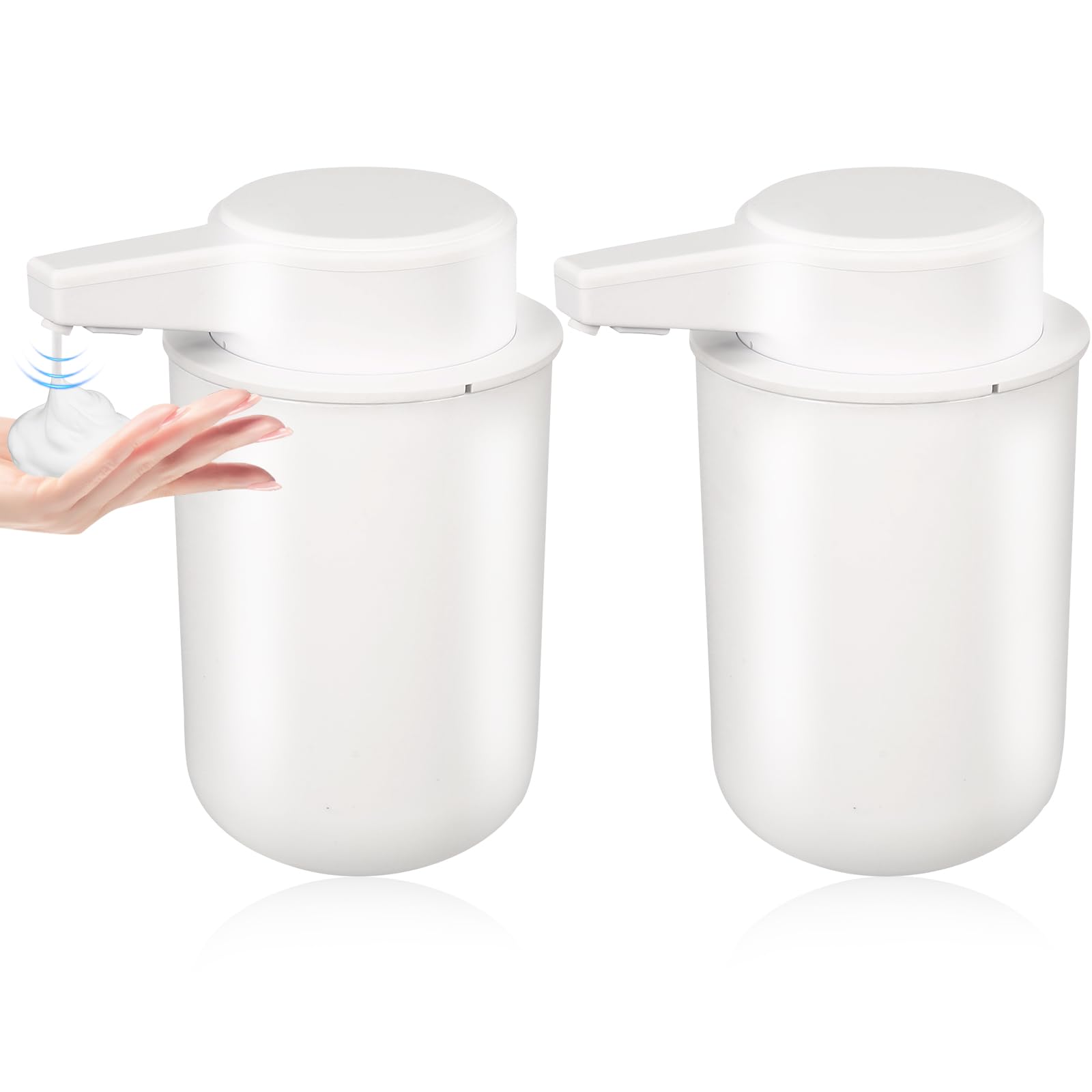 2 Pack Automatic Foaming Soap Dispenser, 10.5oz Touchless Electric Hand Soap Dispenser, Rechargeable Foam Pump for Bathroom Coun