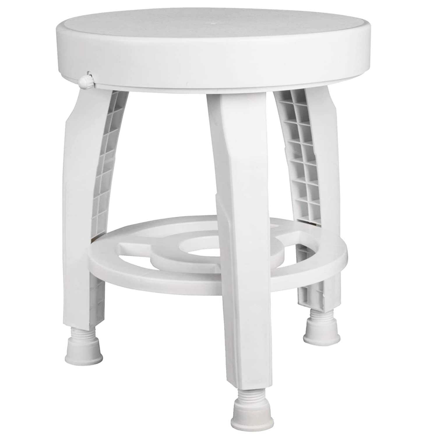 Healthsmart Swivel Shower Stool Seat With Storage Shelf, Rotating Shower Chair For Bathtub, Tool-Free Assembly, White
