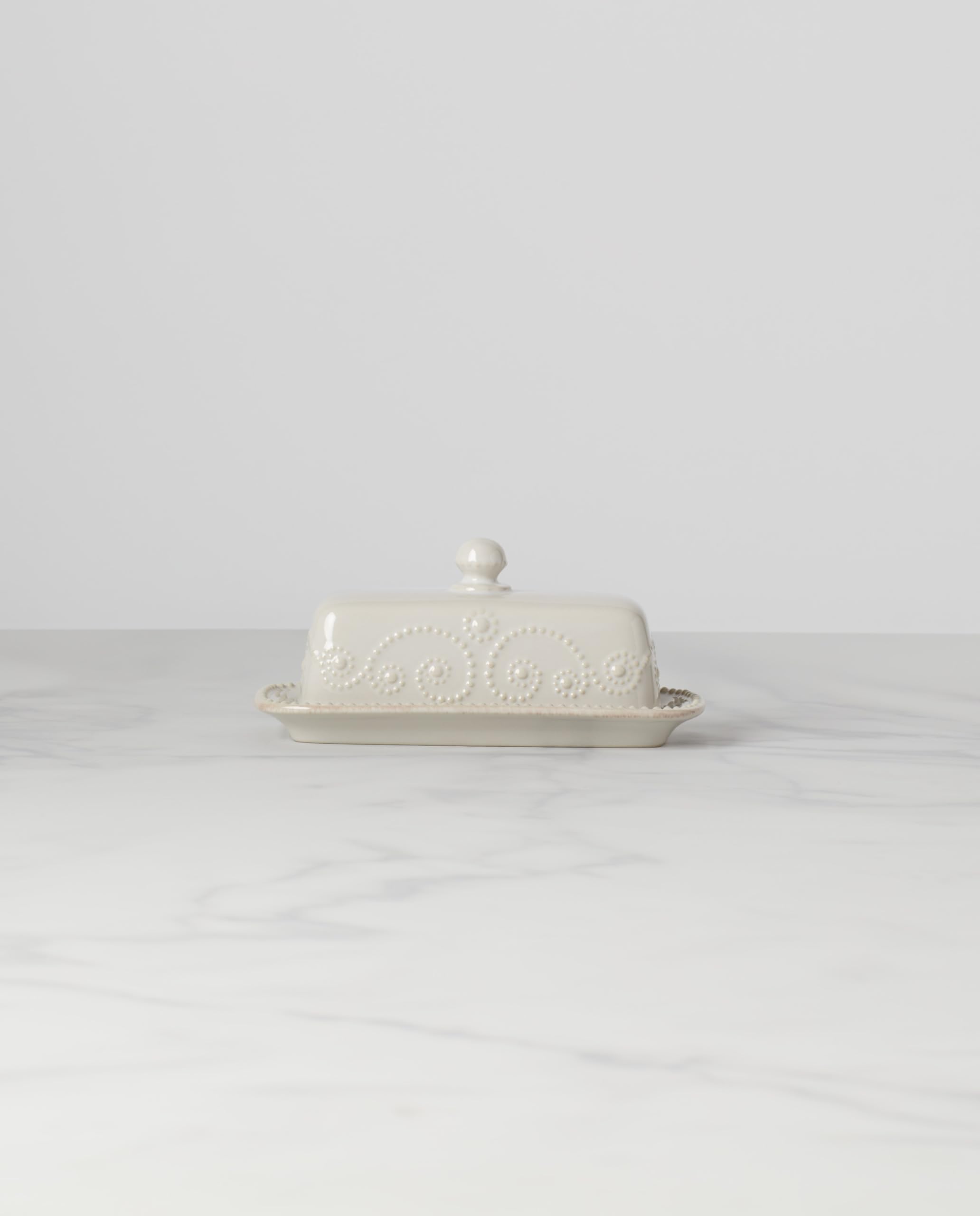 Lenox French Perle Covered Butter Dish, White -