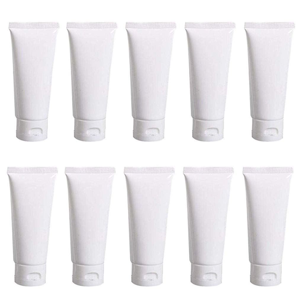 Upstore 20Pcs White Plastic Refill Cosmetic Soft Tubes Leakproof Makeup Travel Packing Vials Bottles With Flip Cover Sample Stor
