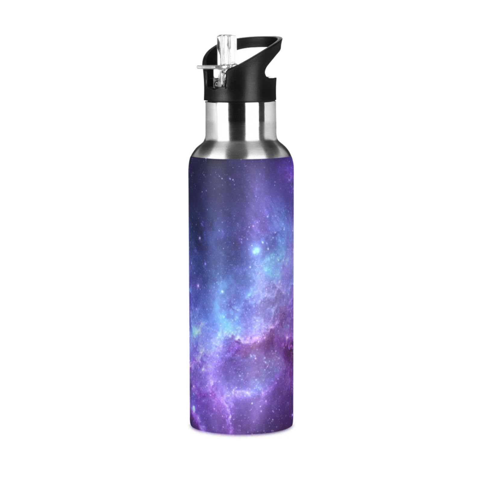 Kcldeci Unicorn Rainbow Galaxy Sports Water Bottle 20 Oz Straw Lid Leak Proof Vacuum Insulated Stainless Steel Water Bottles Hot