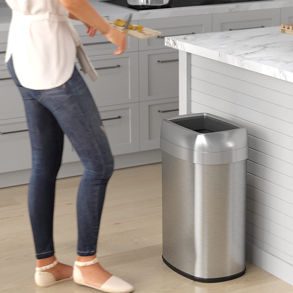 Itouchless Prime 13.2 Gallon Sensor Trash Can, Durable Dent-Proof Construction, Slim And Space-Saving, Automatic Bin White Color