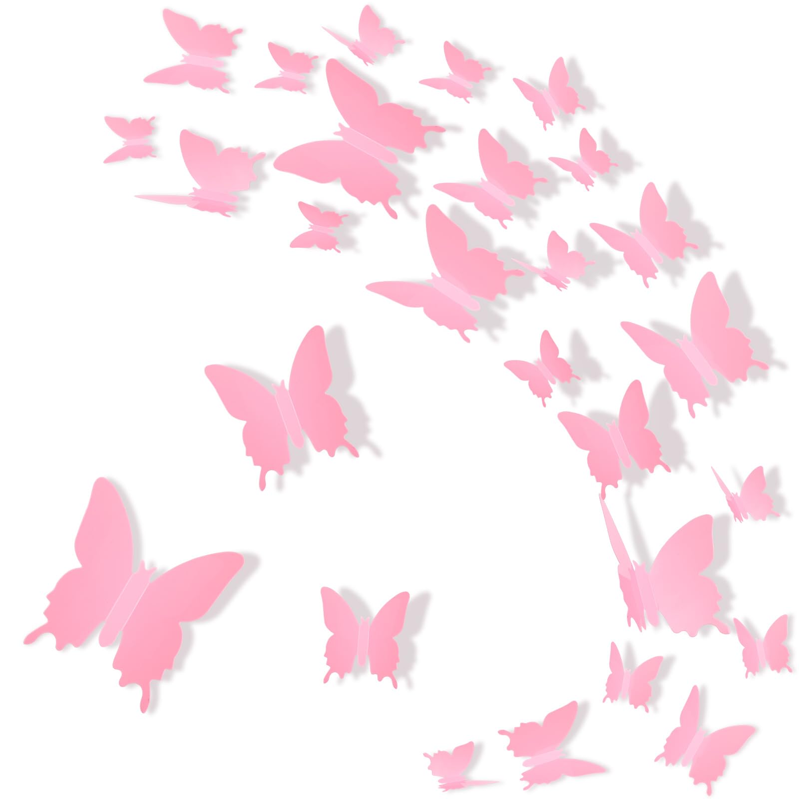 BBTO 48 Pieces Butterfly Wall Decor DIY 3D Mirror Butterfly Stickers Removable Decals Crafts for Birthday Party Bedroom School B