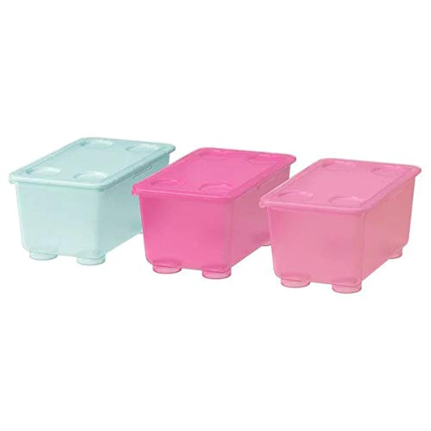 Ikea Polyethylene Plastic Container, 3 Pc, Green, Blue