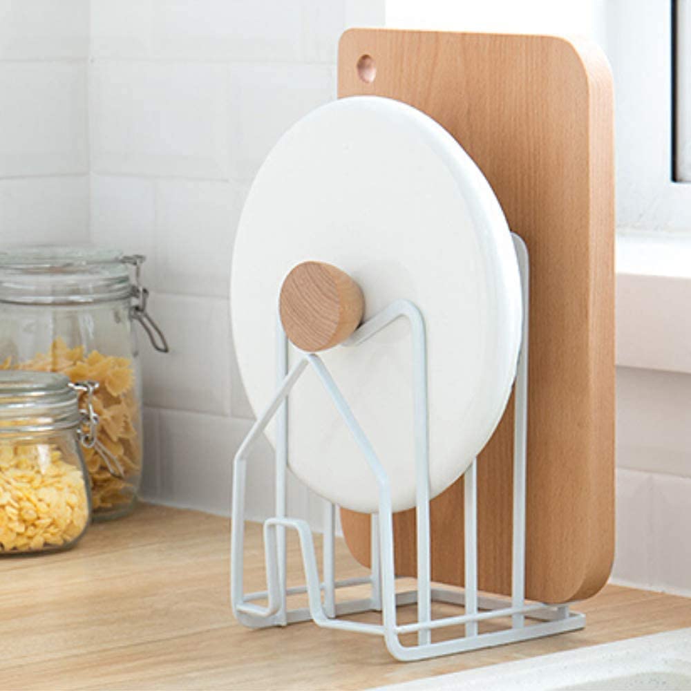 Linfidite Cutting Board Rack Chopping Board Organizer Stand Holder Kitchen Countertop Pots Pan Lids Rack Organizer Flat Steel 4.
