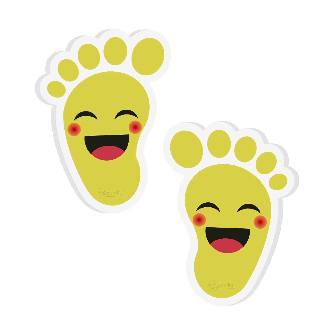 Beautyflier Yellow Cartoon Kids Footprint Stickers (20 Pairs) - Waterproof PVC Material, Self-Adhesive, Social Distance Guides f