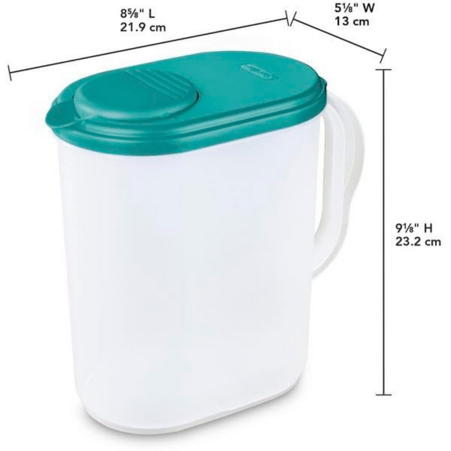 1 Gallon/3.8 Liter Slim Heavy Duty Plastic Measuring Pitcher With See Through Base, Leak Proof Spill Proof Lid W/Pivot Spout Lid