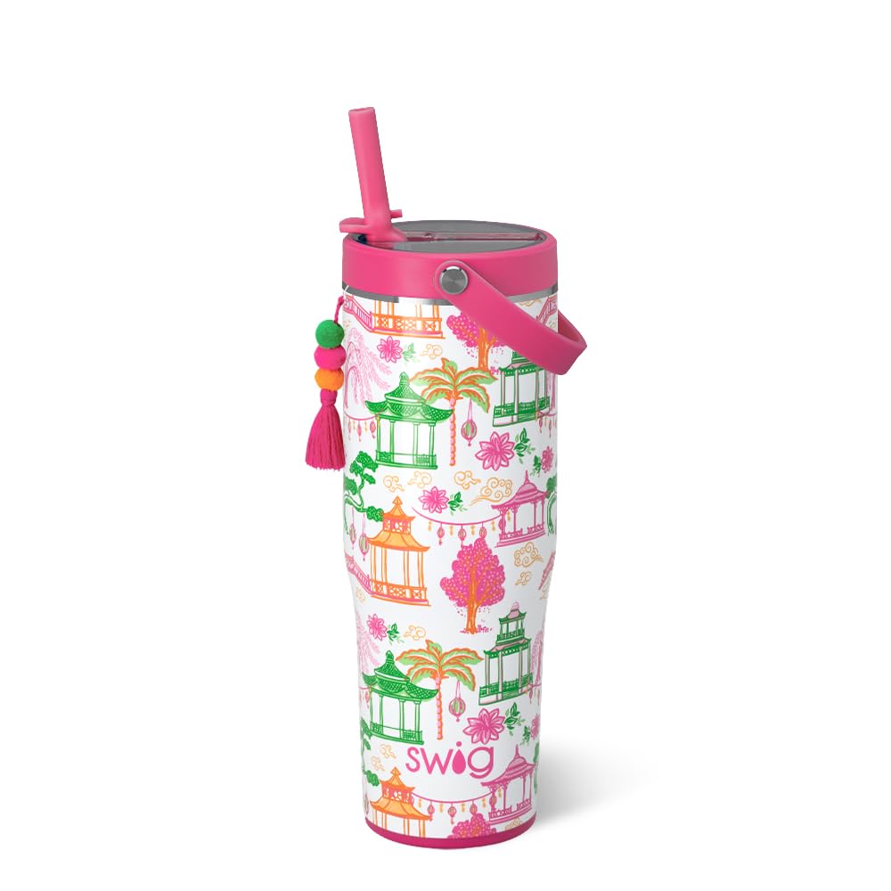 Swig Life 30oz Leakproof ToGo Tumbler with Handle, Pagoda Paradise