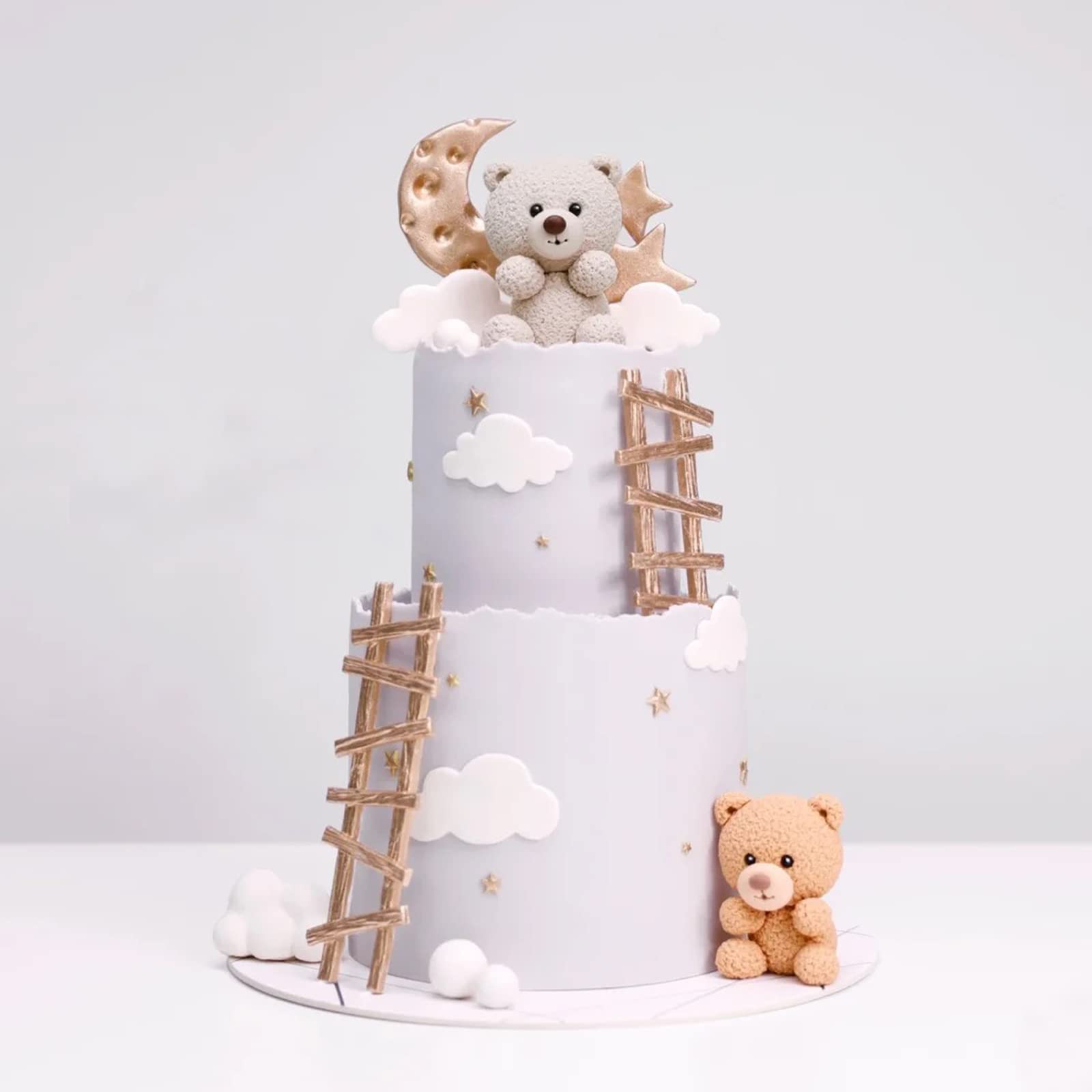 Ikojing Large Luxury Teddy Bear Fondant Silicone Molds, 4-Pack Baby Shower Party Cake Decorating Molds, Diy Chocolate Candy Baki
