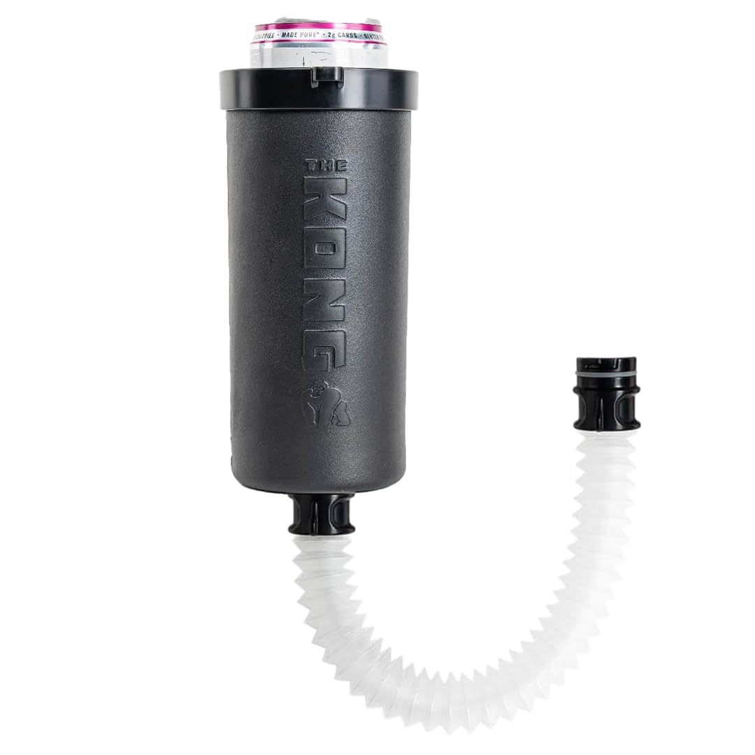The Kong Skinny Can - Portable Coozie Or Bottle Cooler/Cup With Detachable, Expandable, Hose To Funnel Your Drink (Black)