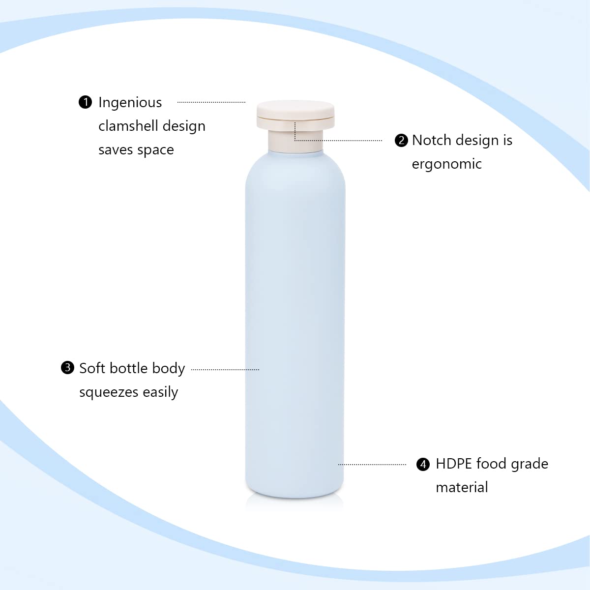 Umetass 8.8 Oz Travel Shampoo Bottles, Refillable Flip Cap Squeeze Bottles For Toiletries, Large Leakage-Proof Travel Shampoo An