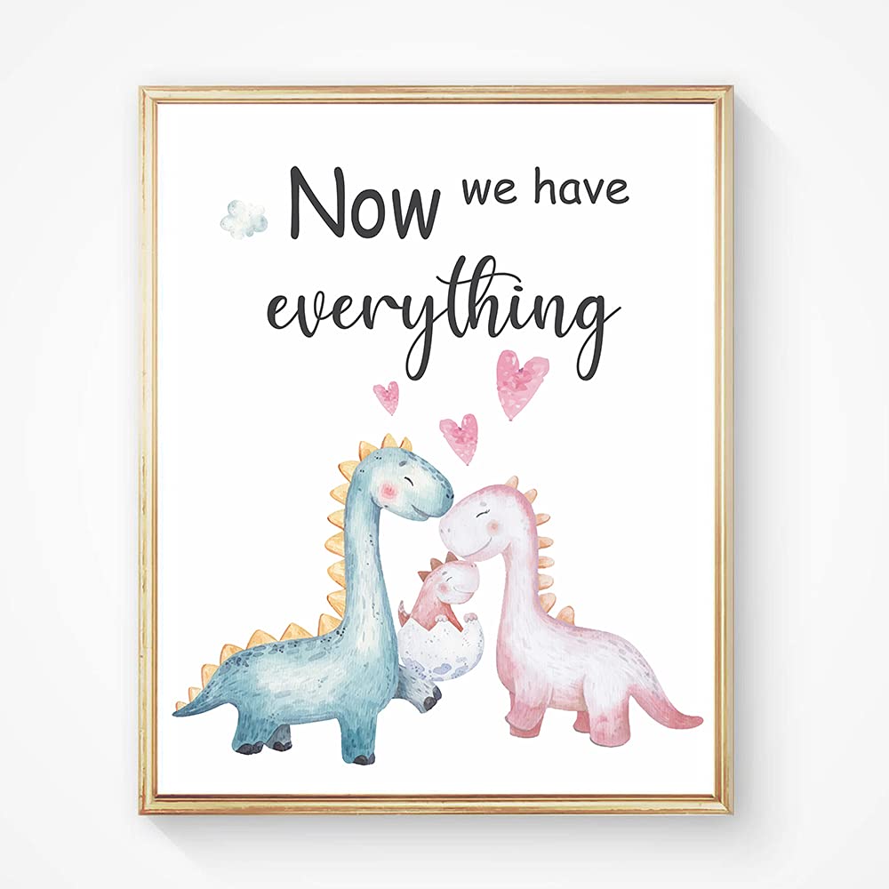 Suuura-Oo Cute Baby Dinosaur Watercolor Art Print Poster, Set Of 3 (8   X10   ) Balloon Dinosaur Family Love Quote Wall Art Post