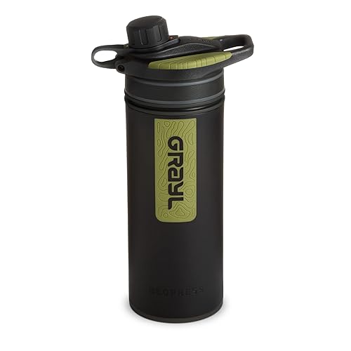 GRAYL GeoPress 24 oz Water Purifier Bottle - Filter for Hiking  Camping  Survival  Travel (Black Camo)