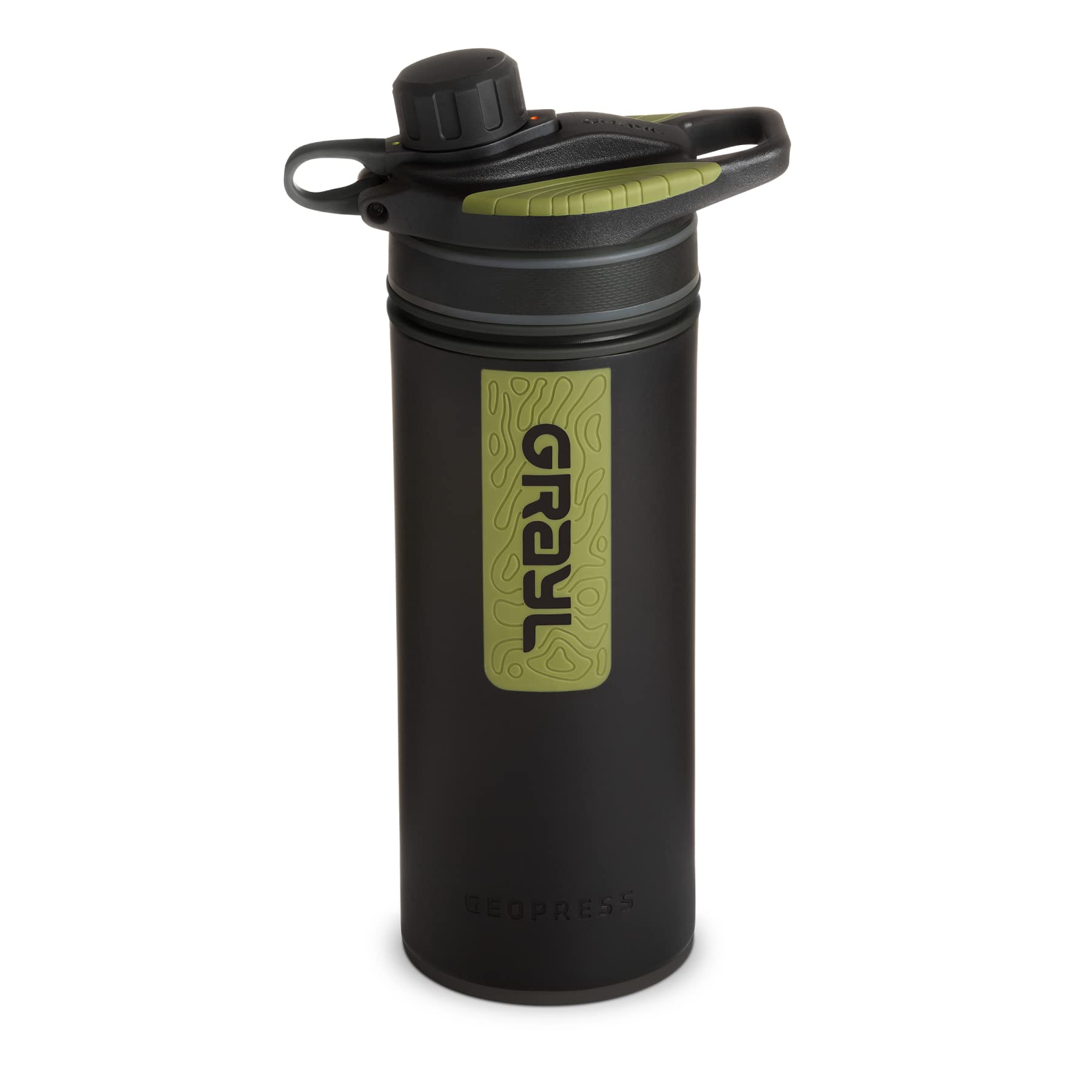 Grayl Geopress 24 Oz Water Purifier Bottle - Filter For Hiking, Camping, Survival, Travel (Black Camo)