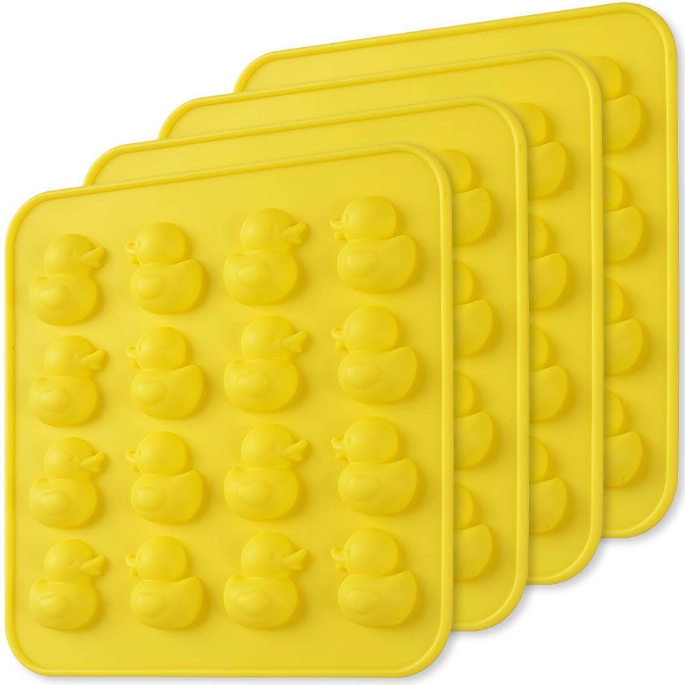 Newk Duck Chocolate Silicone Mold, 4 Packs 16- Cavity Non-Stick Food Grade Silicone Molds For Ice Cube, Jelly, Fondant, Hard Can