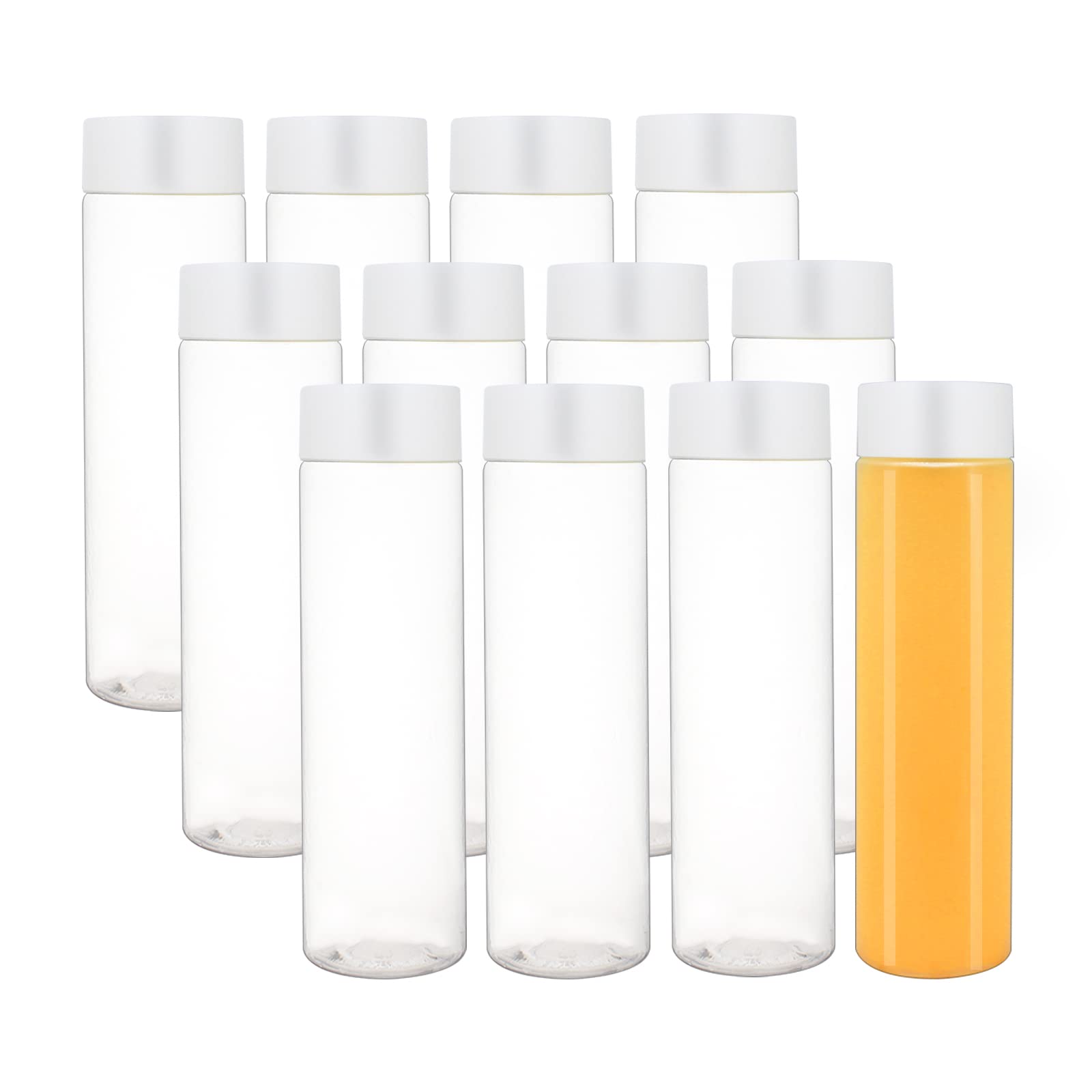 Zmybcpack 12 Pack 13.6 Oz (400 Ml) Clear Pet Plastic Juice Bottles With White Caps- - Plastic Smoothie Bottles-Reusable Bulk Bev