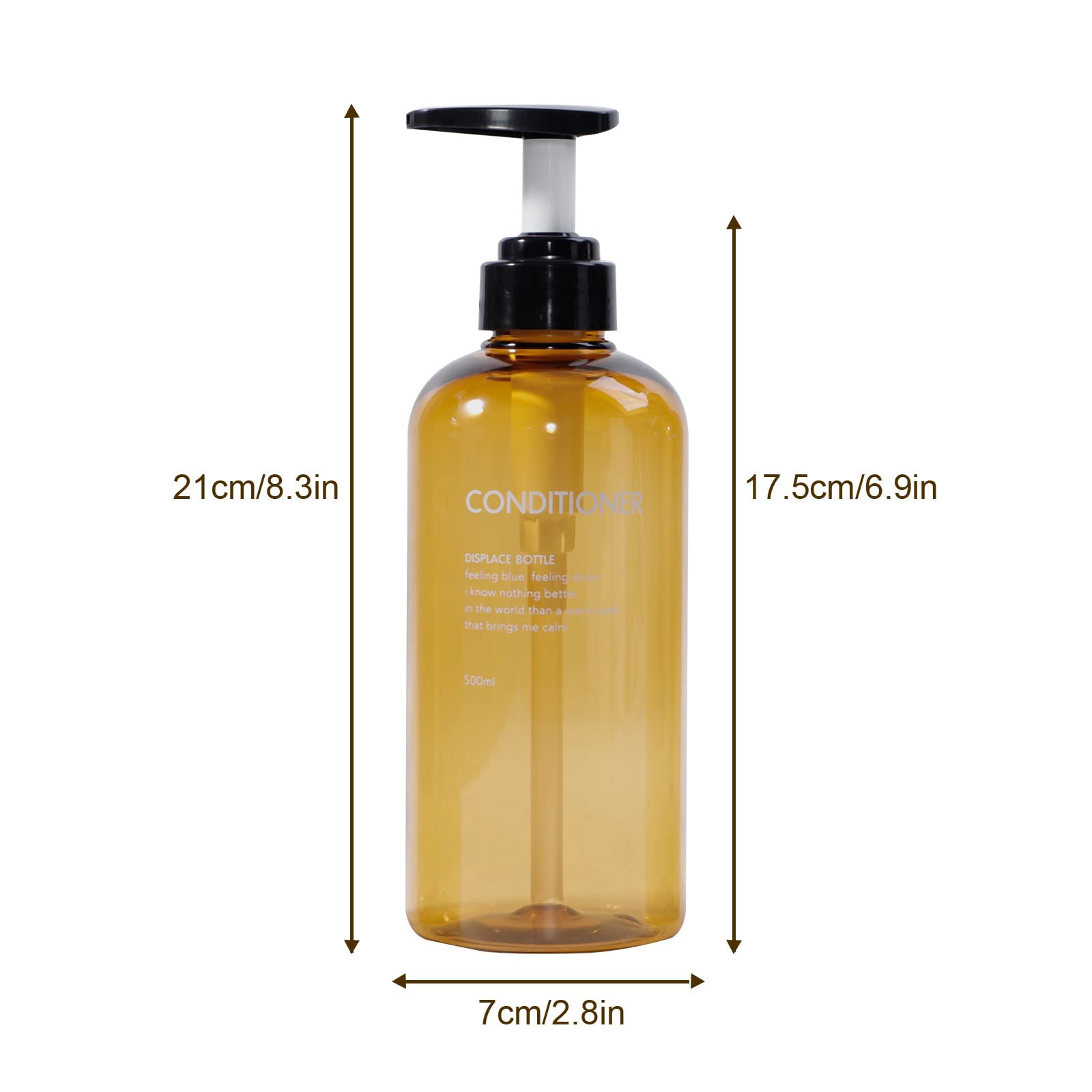 Yeeco Brown Shampoo Bottles Refillable, Shower Dispenser 16.9Oz/500Ml, Shampoo And Conditioner Bottles 3 Packs, Shampoo Dispense