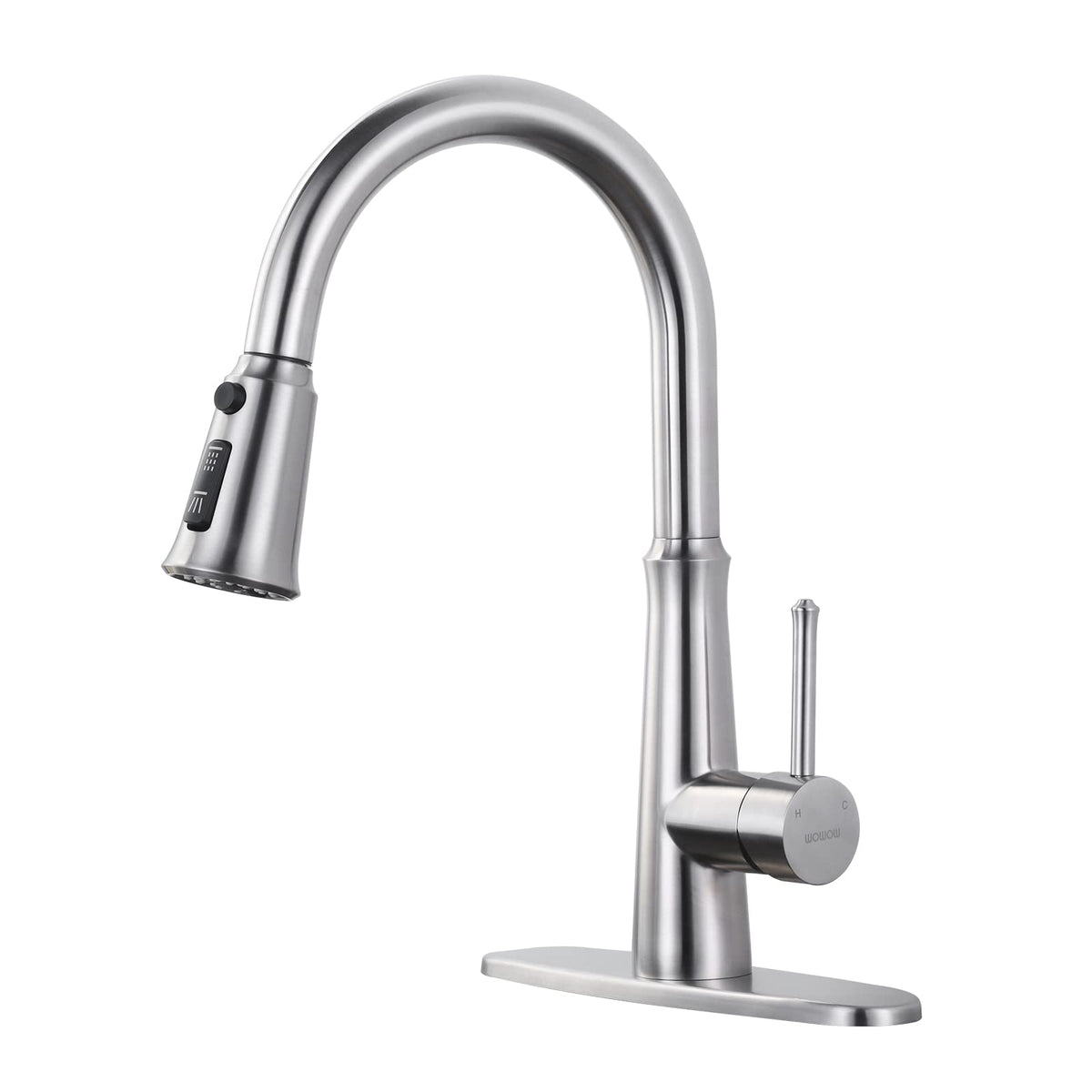 Wowow Kitchen Faucets With Pull Down Sprayer, Stainless Steel Kitchen Sink Faucet Brushed Nickel Kitchen Faucet For Sinks 1 Or 3