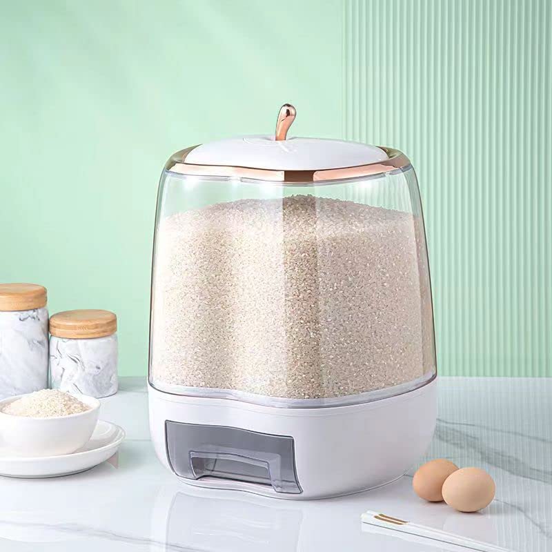 Jolfay Food Dispenser, Rice Dispenser, Rice Container Storage With Lid Measuring Cylinder Moisture Proof Household Cereal Dispen