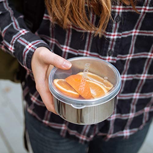U Konserve Stainless Steel Round Food Storage Bento Box Container, Leak Proof Silicone Lid Dishwasher Safe - Plastic Free, 9Oz
