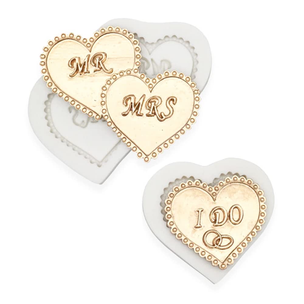Cestony 2Pcs Valentine'S Day Wedding Heart Mr Mrs I Do Slogan Silicone Molds For Diy Cake Fondant Cupcake Biscuit Cookies Sugar